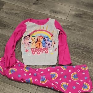 My Little Pony Pink and Gray Pajama Set with Rainbow Design